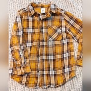 Makers Market Yellow Plaid Button Down Shirt